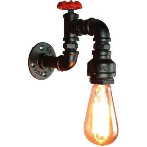 Wandleuchte Im Loft-industriedesign Aus Schwarzem Eisen Mit Retro-wasserrohr-look Als Deckenlampe Für Wohnzimmer, Schlafzimmer Und Restaurant
