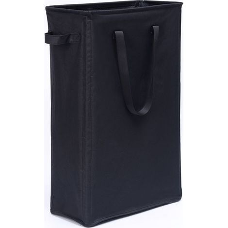 45l Wäschekörbe Mit Griffen (schwarz), Faltbarer Schmaler Wäschekorb Aus Oxford-gewebe, Rechteckiger Wäschebeutel, Aufbewahrungskorb Für Badezimmer 39x19x60cm