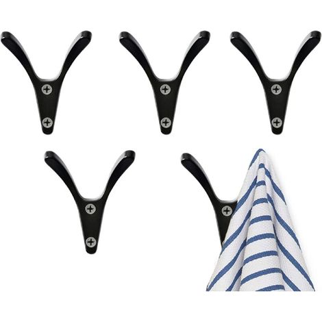 5er-set Haken Aus Zinklegierung Für Garderoben, Bademäntel, Handtücher, Wandhalterung Für Küche, Badezimmer, Schränke (schwarz)