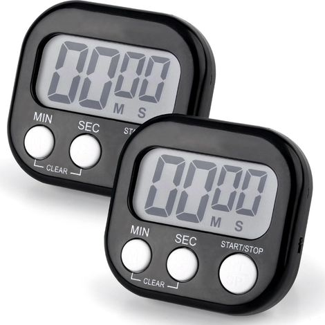 Digitaler Küchentimer, Magnetischer Küchentimer Mit Alarm, Großes Lcd-display Zum Kochen, Spielen, Kochen, Trainieren (schwarz×2)