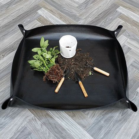Tapis De Jardinage Imperméable, Tapis De Rempotage Noir 100x100 Cm, Tapis De Plantation En Matériau Pe, Tapis De Jardin Pliable, Tapis De Transplantation Pour Rempotage, Semis