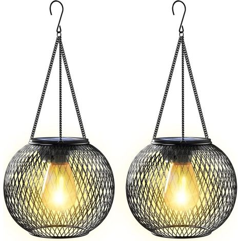 Lanterne Solaire Extérieure Jardin Suspendue Métal Ip65 – Classe A+++ – Pour Cour, Balcon