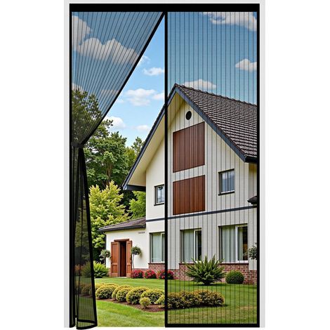 Magnetisches Fliegengitter Für Tür Und Fenster 90x210 Cm, Anti-mücken Vorhang Mit Magneten, Ultrafeines Maschennetz, Klebstofffreies Fliegengitter Für Schiebefenster Ohne Bohren Mit Klebeband, Selbsts