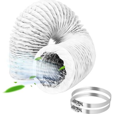 Luftablassschlauch Ø 100 Mm - 3 M - Flexibler Pvc-schlauch - Luftablassschlauch - Klimaanlage Schlauch - Flexibler Aluminiumschlauch Mit 2 Edelstahl-schellen - Für