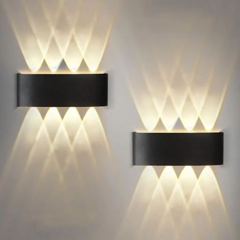 2er-set Für Außen- Und Innenwandleuchten, Schwarz, Verstellbarer W-lichtstrahl, Dimmbares Warmlicht, Ip65 Wasserdicht, Für Den Innen- Und Außenbereich.