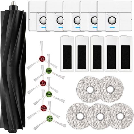 (22 Teile) T20 Omni Ersatzteile Für Saugroboter Ecovacs Deebot T20 Omni / T20e Omni / T20 Max / T20 Pro, 1 Rotationsbürste, 6 Seitenbürsten, 5 Staubbeutel, 5 Hepa-filter, 5 Wischtücher