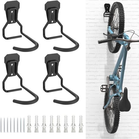 Fahrradhaken, Fahrrad-aufhängehalter Aus Eisen, Robuste Wandhalterung Zur Aufbewahrung Von Fahrrädern In L-form, Praktischer Vertikaler Fahrradständer Für Haus Und Garage, Schwarz 4 Stück