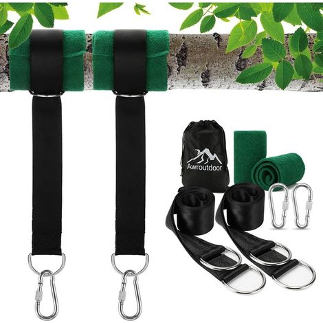 Hängemattengurt, Schaukelgurt Für Bäume, Befestigung Für Hängematte Und Baum 2 X 150 Cm Mit D-ring - Zwei Karabinerhaken - Max. Belastung 500 Kg