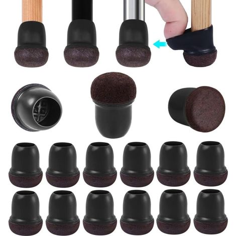 24 Stück Stuhlbeinschützer 14–19 Mm Mit Filzgleitern, Möbelfußkappen, Schutz Für Stuhlbeine