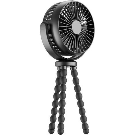 Tragbarer, Wiederaufladbarer Ventilator 5200 Mah – Leiser Tischventilator Mit Flexiblem 360°-stativ, Ideal Für Kinderwagen, Auto, Büro Oder Im Freien