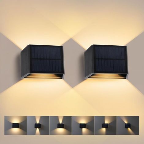 Applikation Für Außenwand, Solarbetrieben, 2 Stück, Höhenverstellbar, Solar-wandlampe Für Außen, 3000 K, Wasserdicht, Leistungsstark, Für Wand, Zaun, Garten, Patio Und Terrasse [energieeffizienzklasse