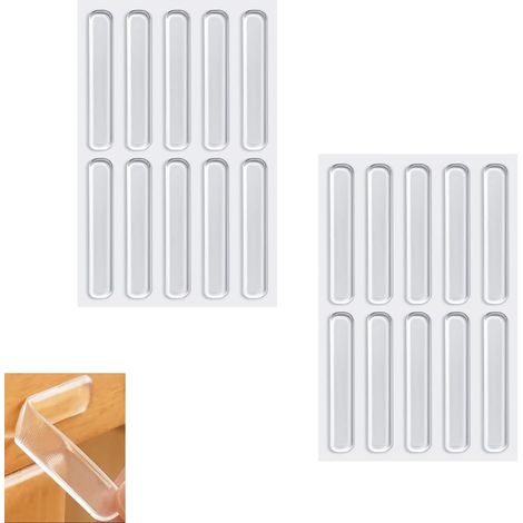 Adhesive Bumper Strips, 20 X Transparent Silicone Door Bumper Pads For Cabinets, Kitchen, Bathroom, Office