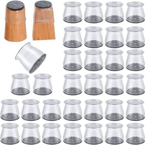 32 Stück Stuhlbeinschützer, Transparente Silikon-bodenschützer Für Stuhlbeine Mit Filzgleitern, Geeignet Für Holz- Und Fliesenböden
