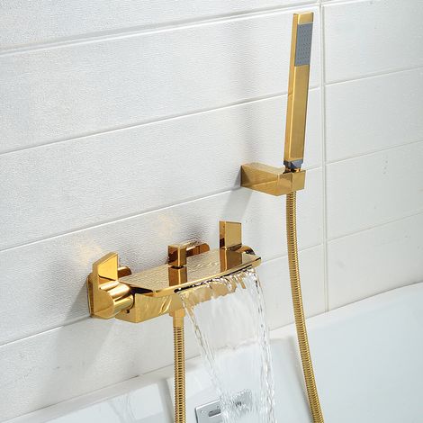 S-giant Wandmontierter Badewannenmischer Mit Brauseschlauch, Badarmatur Für Das Badezimmer (gold B)