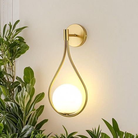 Moderne Wandlampe Mit E27-fassung Und Glasglobus, Aus Messingfarbenem Metall, Dekorative Beleuchtung Für Wohnzimmer Und Schlafzimmer, Kompatibel Mit Led-leuchtmitteln