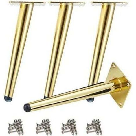 4 Schräge Metall-möbelfüße, Kegelige Tischbeine, Edelstahl 201, Gold, Höhe 25 Cm, Rutschfeste, Geräuschlose Basis Für Sofas, Tische Und Andere Möbel