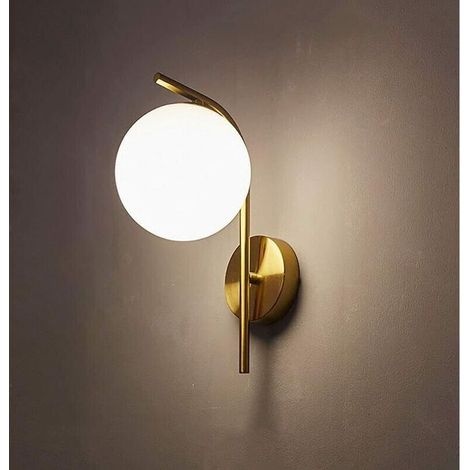 Moderne Kreative Wandlampe Mit Sphirischem Glasschirm, E27-fassung, Goldene Oberfläche, Für Die Wandmontage, Ideal Im Schlafzimmer, Wohnzimmer, Flur Oder Als Wandkunst-element