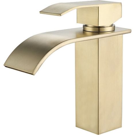 Modernes Goldfarbenes Waschtisch-wasserhahn Mit Kaskaden-auslauf, Einstellbarer Warm- Und Kaltwasser-mischbatterie Für Das Badezimmer