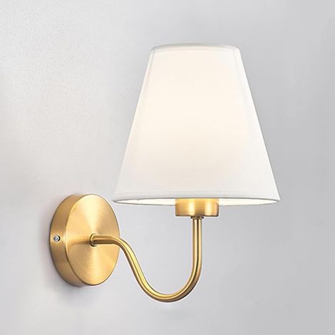 Wandleuchte Im Stil, E27-serienlampe Im Minimalistischen Design, Wandarmleuchte Mit Messingbeschichtung Und Stoffschirmschatten, Für Schlafzimmer, Wohnzimmer, Treppenhaus, Flur Und Gang (ohne Leuchtmi