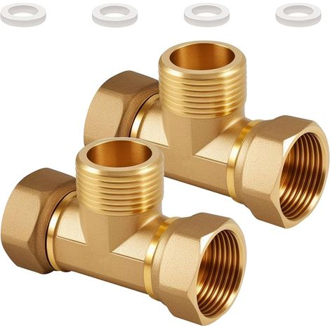 2er-pack T-stücke Aus Messing – 1" – Messing-t-stück – 1" – Igxagxig – Wasseranschluss Dn25 – 3-wege-t-stück – Für Klimaanlage, Klimatisierung Und Sanitärinstallation