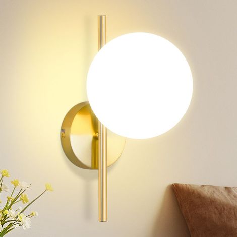 Vintage Innenwandlampe In Gold, Für Treppe Und Flur, Mit Glaslampenschirm, E27-fassung, 1-flammig (leuchtmittel Nicht Enthalten), Moderne Wandbeleuchtung