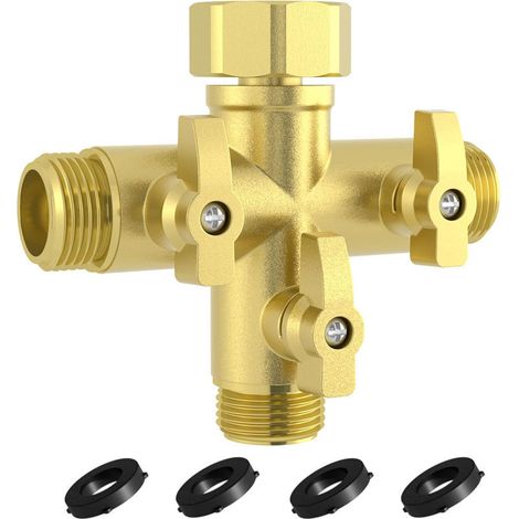 Robuster 3-wege-metall-schlauchverteiler Mit Absperrventilen, Hochdurchsatz-hahnanschlüssen (19 Mm / 3/4 Zoll) Und 4 Zusätzlichen Silikondichtungen.