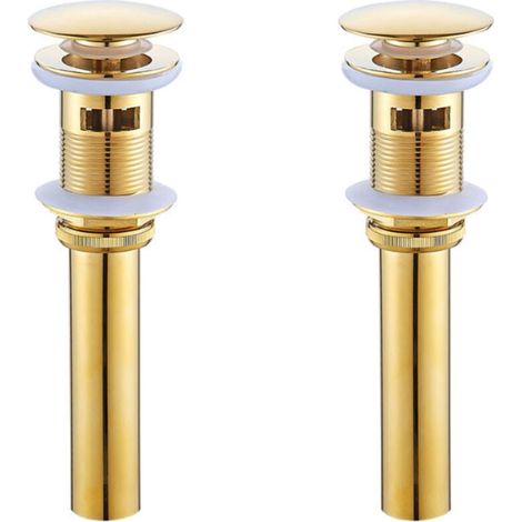 2 Stück Goldfarbene Waschbeckenabläufe Mit Überlauf, Push-up-waschbeckenablauf
