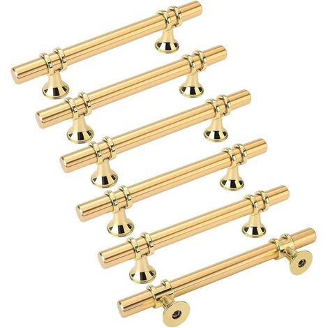 6 Goldene Möbelgriffe – Goldener Türgriff Für Küche – Schubladengriff Aus Messing – Goldene Möbelgriffe Mit 96 Mm Lochabstand