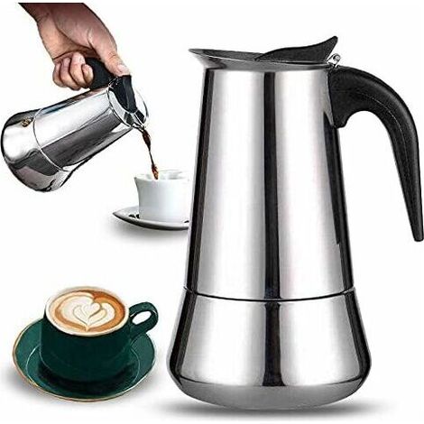 Italienische Kaffeemaschine 12 Tassen Aus Edelstahl, Für Alle Herdarten Geeignet, 12 Tassen