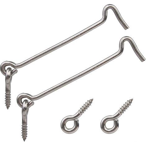2er-set Edelstahl 304 Ösenhaken, 150 Mm, Für Fenster, Garten, Garage Und Schiebetüren, Silber, Mit Schrauben