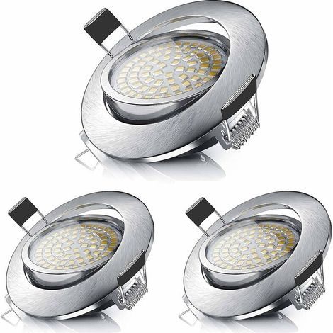 Einbauspots Led, Deckeneinbaustrahler 5w Entspricht Einer Halogenlampe 50w, Warmweiß 3000k 470lm, Schwenkbarer Spot Ip44 Für Badezimmer, Wohnzimmer, Flur (3 Stück) [energieeffizienzklasse A+