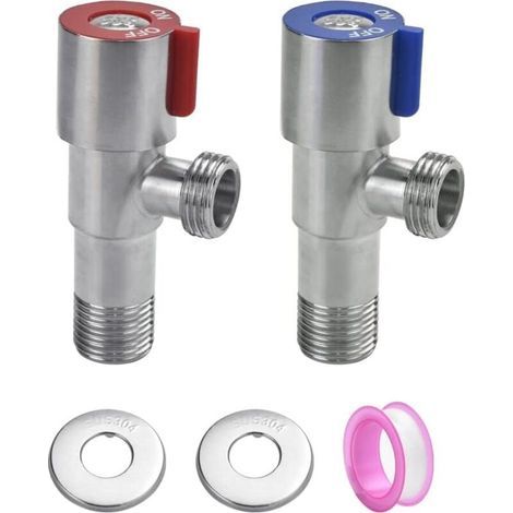 2 Stück Eckventile Aus Edelstahl 304, Metallisches Einstell-eckventil, Universelles Winkelventil Mit Dichtungsband Für Waschbeckenarmatur, Toilette Und Warmwasserbereiter