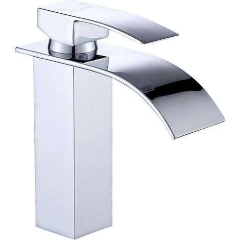 Einhebel-armatur Für Waschbecken Mit Wasserfallfunktion, Verchromt, Einlochmontage, Mischbatterie Für Badewanne Und Waschtisch