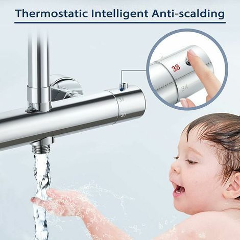 Thermostatischer Duschmischer Mit 2 Ausgängen Aus Messing – Verbrühschutz – Anschluss 3/4" Und 1/2" – Korrosionsbeständig
