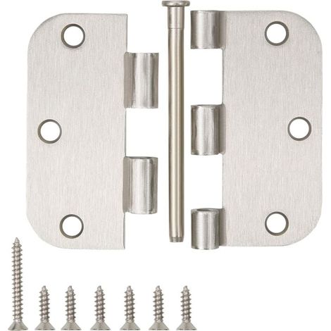 10 Stück Türscharniere Aus Nickel, Satin-nickel, 3,5 X 3,5 Zoll, Innen 3 1/2 Zoll, Gebürstete Nickel-türscharniere Mit Abgerundeten Ecken Von 5/8", Eisen-falttür-silber-residential-scharniere