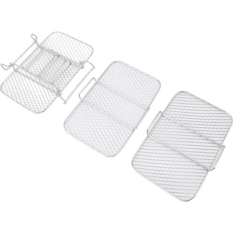 3 Stapelbare Pommes-frites-halter, Lebensmittelechter Edelstahl 304, Großer Garbereich Für Bacon, Hähnchenflügel, Riesiger Dörrautomat Für Obst, Fleisch