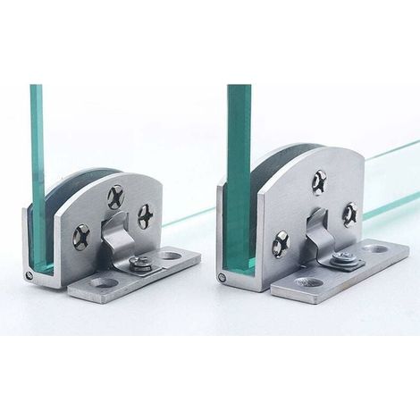 Charnière Pour Meuble En Acier Inoxydable 2 Pièces Charge Maximale 45kg Pour Verre 8-10mm Installation Facile Sans Perçage
