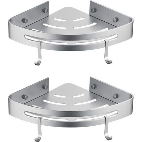 Duscheckenregal – 2 Stück – Ohne Bohren – Duschablage Ohne Bohren, Duschkorb-aufbewahrung, Haftende Wandhalterung Aus Aluminium, Shampoo-organisator (t