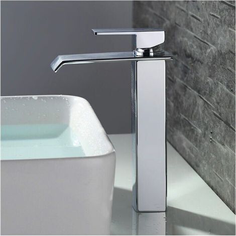 Badarmatur Wasserfall Mischbatterie Waschbecken Hochauslauf Armaturen Für Aufsatzwaschbecken Chrom Modernes Design