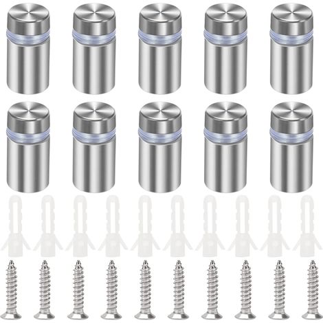 10 Stück 12×20mm Edelstahl-werbeschrauben, Glas-abstandshalter-befestigungen, Abstandshalterschrauben, Glas-abstandshalter-werbung, Mit Schrauben, Für Werbefestigungen, Silber
