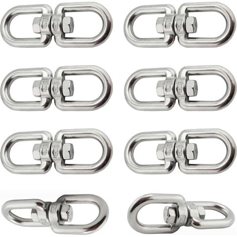 6 Stück Drehhaken M6 Mit Doppelring Aus Edelstahl 304, Schwenkbare Aufhängung Für Schaukeln, Hängesessel, Sandsäcke, Seile Und Ketten