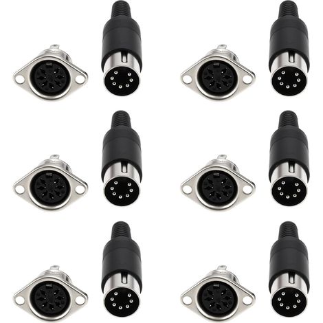 Packung Mit 6 7-poligen Din-stecker- Und -buchsen-lötadaptern Für Die Schalttafelmontage Für Digitale Geräte, Videosignale, Chassis