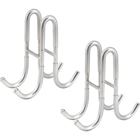 Set Aus 2 Doppelseitigen Haken Aus Edelstahl 304 Für Glastüren Mit Gummierter Schutzschicht Silber