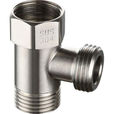 3-wege-abzweigventil Aus Edelstahl 304 G1/2" - Universeller T-adapter Für Duschsystem - Tragbarer Verteiler Mit Bidet-schlauch Und Sprühgerät