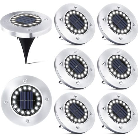16 Led Solar-außenleuchte – 8 Stück Wasserdichte Garten-solar-spot-leuchten, Einbaustrahler Für Gehweg, Terrasse, Hof Und Unterführung