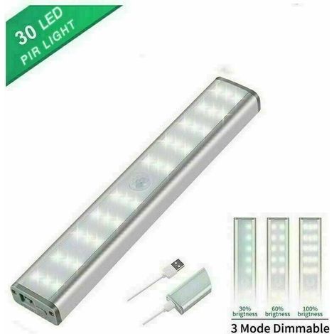 Schrankbeleuchtung Mit 30 Leds, Bewegungsmelder, Wiederaufladbare Usb-led-leiste, Schranklicht, Magnetische Led-nachtlichtleiste Mit Klebeband, 2 Stück