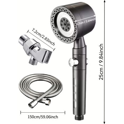 Handbrause-set Mit Hohem Druck – Deutsche Qualität, 4-teilig Mit 5 Verstellbaren Strahlarten Und Integriertem Filter, Polierte Oberfläche
