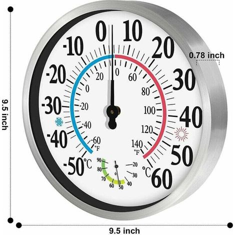 Außenthermometer 12", Funk-thermometer Hygrometer 2-in-1, Wandmontage Mit Großen Ziffern