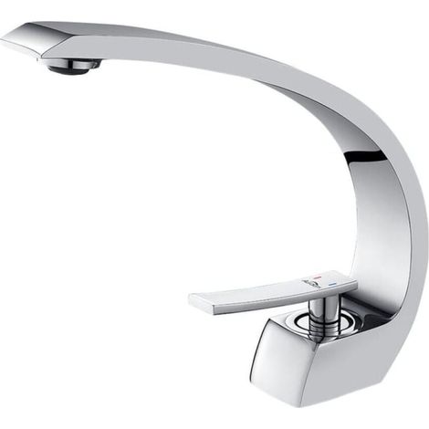 Design-waschbeckenarmatur Mit Wasserfallfunktion, Verchromte Messing-mischbatterie, Kreative Bad-armatur