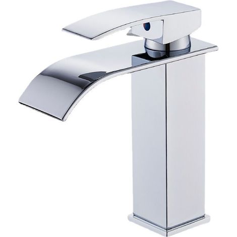Moderne Badewasserhahn Mit Wasserfall, Elegantes Design Waschbecken-wasserfallarmatur, Messing-badarmatur Mit Mischbatterie, Warm- Und Kaltwasser Verfügbar, Verchromte Wasserfall-armatur G 3/8